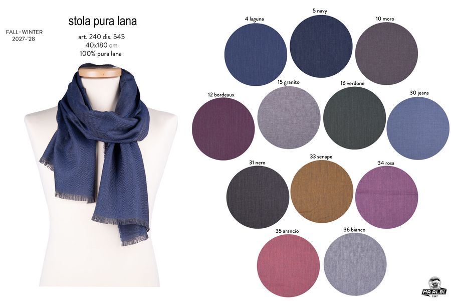 Wool scarves in the full colour range